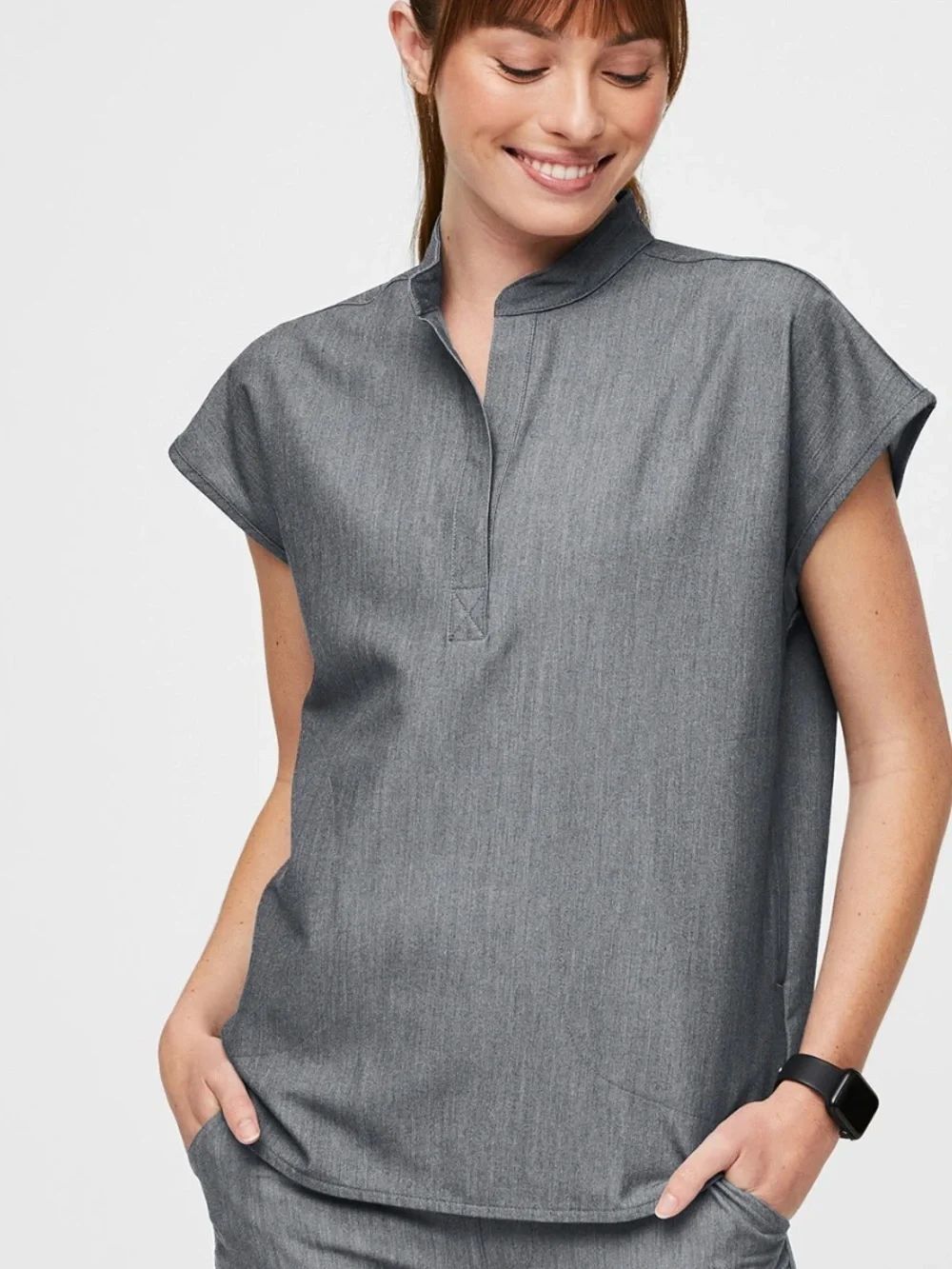 FIGS Rafaela Oversized Graphite Gray Scrub Top Size XXS